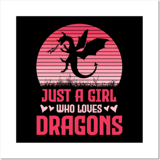 Just A Girl Who Loves Dragons Cute Dragon Lover Posters and Art